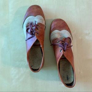 Vintage Wingtip Leather & Canvas Oxford Shoes